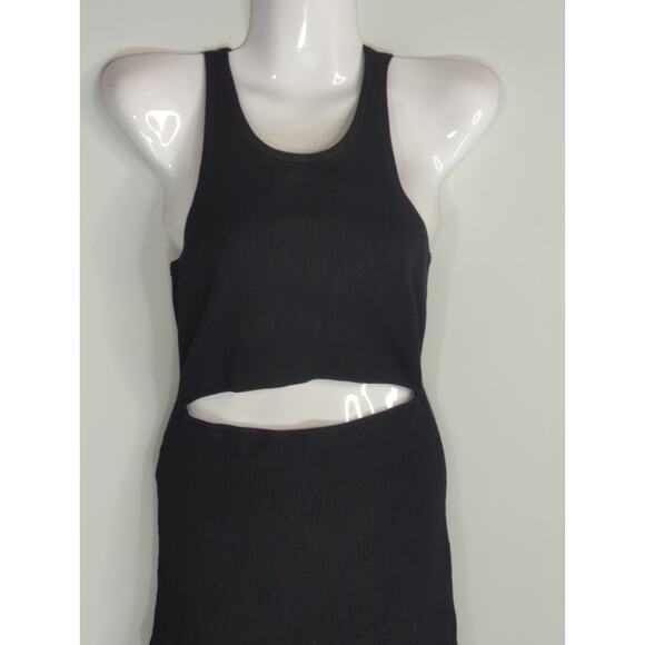 Wilfred Free Black Lenzing Ecovero Ribbed Cut Out Knit Mini Dress Womens Small - Picture 4 of 13